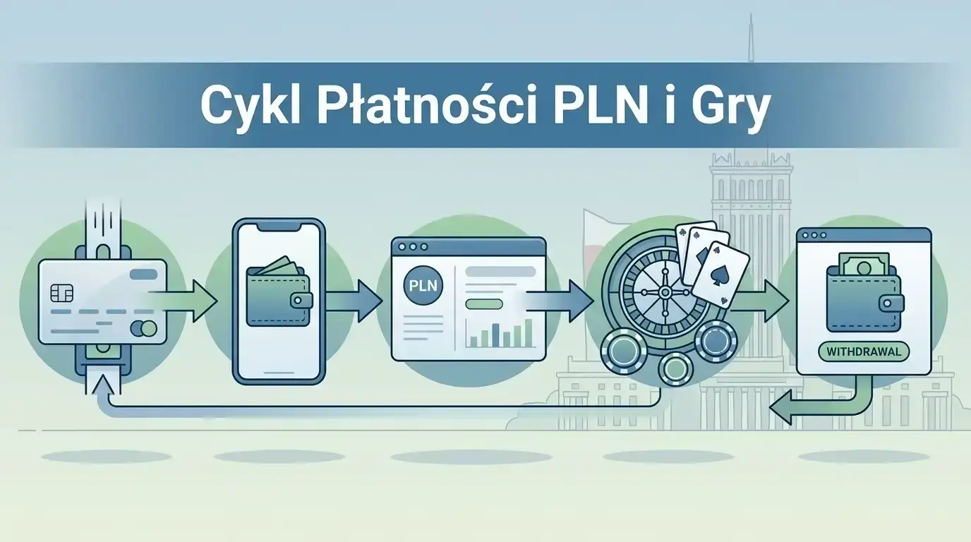 Neutralny schemat wpłaty, salda PLN i wypłaty z użyciem karty, e-portfela i kryptowaluty